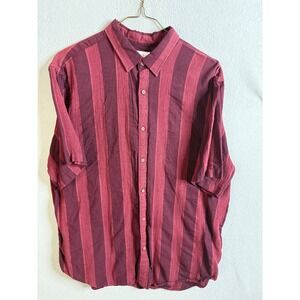 Old Navy Button Up Men's XXL Slim Fit Striped Short Sleeve‎ Shirt